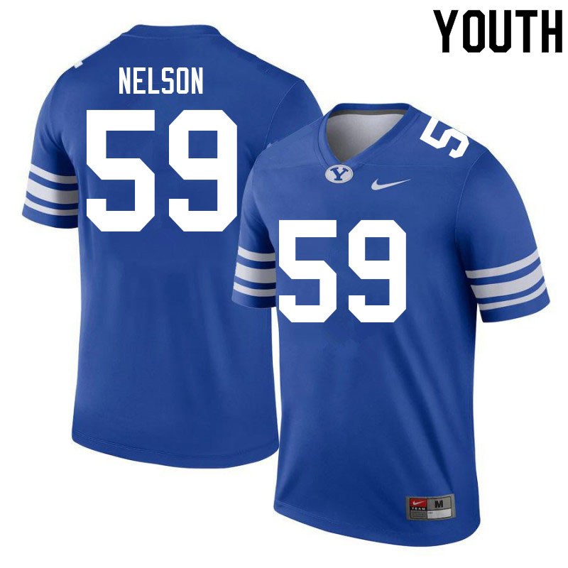 Youth #59 John Nelson BYU Cougars College Football Jerseys Sale-Royal - Click Image to Close